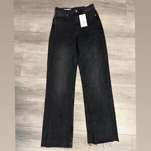 ZARA Black Wide Leg High Rise Full Length Jeans Size US 4 (Tags Attached)
